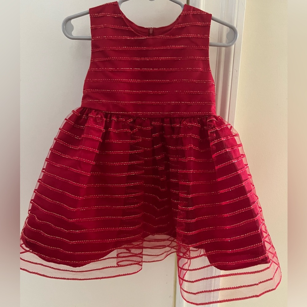 Elegant Red Striped Baby Dress
